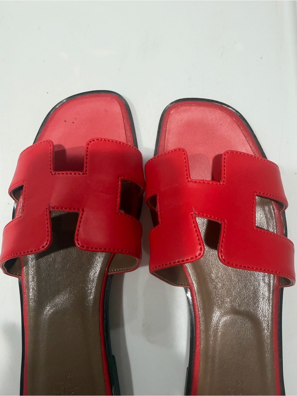 Women's Red Slide Sandals - Leather Slip-On